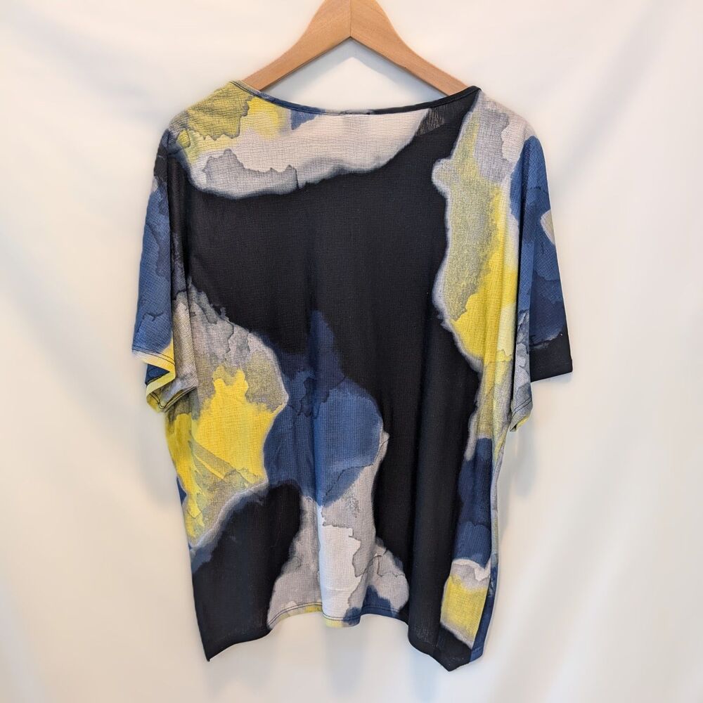Clara Sun Woo Abstract Pattern Tie Dye Batwing Asymmetrical Blouse - Picture 5 of 9